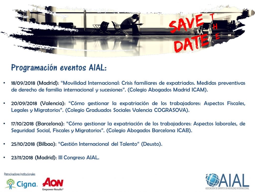 Programación eventos tercer cuatrimestre 2018